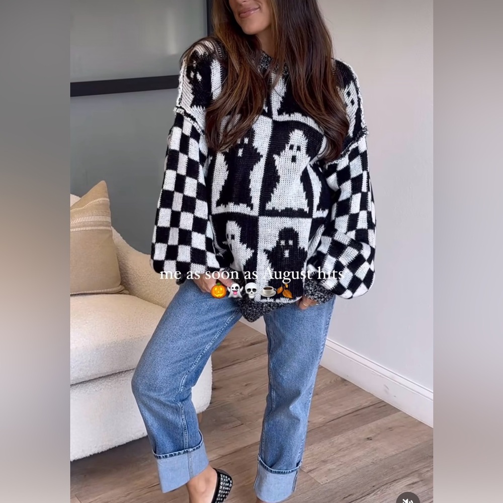 Checkered ghost sweater